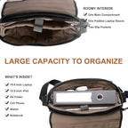 ESTARER Men Messenger Bag 15.6 inch, Computer Work Bag Water-resistant Canvas, Laptop Shoulder Bag Briefcase Satchel, Dark Grey