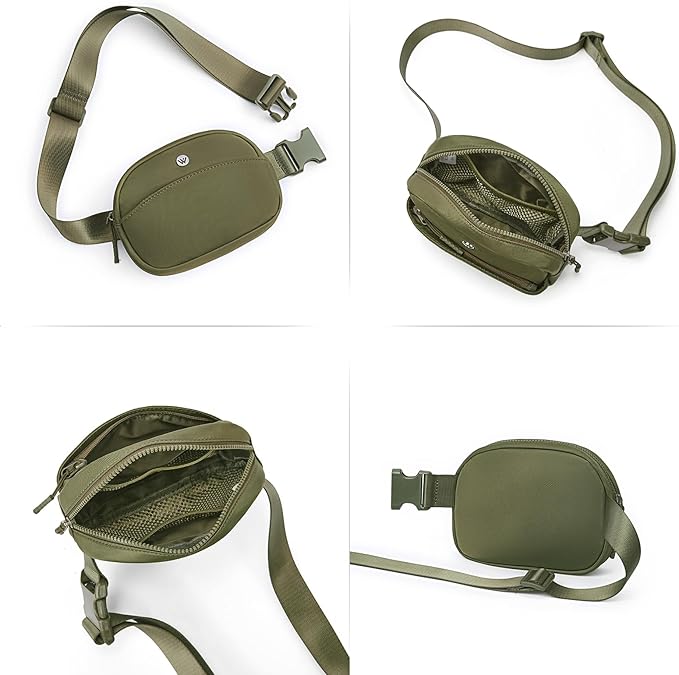 WESTBRONCO Fanny Packs for Women Men, Small Belt Bag Nylon, Lightweight Fashion Waist Packs, Mini Crossbody Bags with Adjustable Strap for Workout Running Traveling(Green)