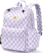 STEAMEDBUN Corduroy Kids Backpack for Girls and Boys 5-8: Girls Backpack for Elementary Kindergarten - 15 inch Cute Backpacks for Kids - Checkerboard