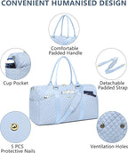 Women Weekender Travel Duffle Bag: Travel Duffel Overnight Bags with Shoe Compartment Large Carry on Tote with Toiletry Bag Weekend Traveling Yoga Gym Hospital Bag for Women with Wet Pocket Light Blue