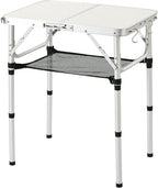 YUFIFAIRY Folding Table Small, 24''L x16''W Camp Aluminum Table with Adjustable Height Legs, Indoor Outdoor Lightweight Portable Folding Aluminum Dining Table for Picnic Camping 2-Feet（10"/19"/27）