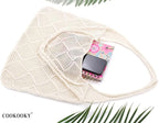COOKOOKY Crochet Beach Tote bag Summer Beach Bag for Women Aesthetic Mesh Tote Bag Hippie Bag Knit Bag