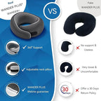 WANDER PLUS® 100% Pure Memory Foam Travel Neck Pillow Airplane Neck Support Ergonomic Design Best for Sleeping Plane Car Train Office Flight for Adults Max Sky Blue
