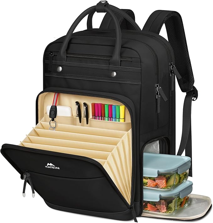 MATEIN Teacher Backpack with Lunch Compartment, 15.6 Inch Lunch Backpack for Men with Organized Pocket, College Laptop Backpacks Meal Prep Bag Gift for Teachers Work Nurse Commute Office
