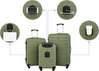 Wrangler Smart Spinner Hardside Luggage, 3 Piece Set, Olive Green