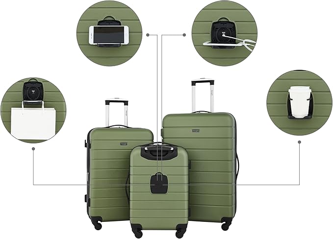 Wrangler Smart Spinner Hardside Luggage, 22-Inch Carry-On, Olive Green