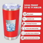 20 oz Tumbler with lid Double Wall Vacuum Insulated Tumblers Stainless Steel Coffee Mug Travel Coffee Tumbler Powder Coated Tumbler Cup Keep Hot&Cold - (Red 6 Pack)