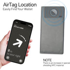 RFID Blocking Leather Passport Holder with AirTag Holder, Travel Wallet with Card Slots, Long Passport Cover for Men & Women (Gray)