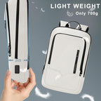 hk Backpack for Men Business Slim Backpack with USB Charger Computer Lightweight Anti-theft Travel (White, 17.3 Inch)