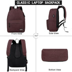 SUPACOOL Casual Laptop Backpack for Men and Women, Backpack for College, USB Charging Port, Lightweight Pack Back(Coffee)