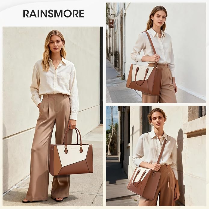 RAINSMORE Laptop Tote Bag for Women 15.6 Inch Large Women Work Bags Waterproof Business Office Teacher Bag Computer Briefcase