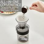 All-in-One Pour Over Coffee Maker Set with Scale, Spoon, Funnel - Portable Hand Brewed Drip Coffee for Travel, Camping, and Home Use