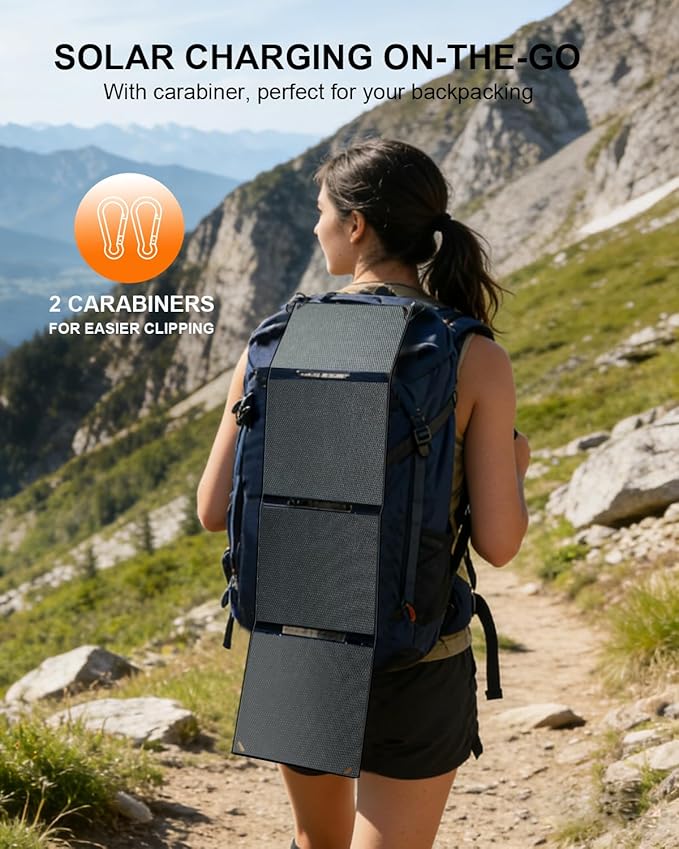 ELECAETNA 30W Solar Panel, HPBC Solar Cells with 25.4% Conversion, USB C & USB QC3.0 Fast Charging, 1.1lbs Ultra Light, Foldable and Portable Solar Charger for Cellphones Tablet Camping Backpacking