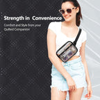 Packism Clear Fanny Pack for Women Stadium Approved - Quilted Clear Belt Bag, Adjustable Strap Fits 35-51 Inches, Transparent Waist Bag for Sports Concerts Festivals, Black