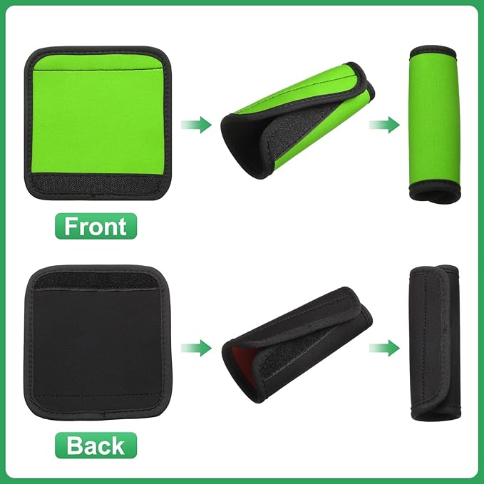 uxcell 3 Pcs Luggage Handle Wrap for Suitcase, Neoprene Handbag Grip Cover Protector Luggage Identifiers Suitcase Handle Wraps for Luggage Shopping Bag Travel Bags, Fluorescent Green