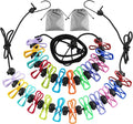 2 Pack Camping Clothesline Portable 12 Clothespins, Camping Accessories Travel Clothesline for Outdoor Indoor, Retractable Clothes Line Elastic Clothesline for Camper Hotel Room