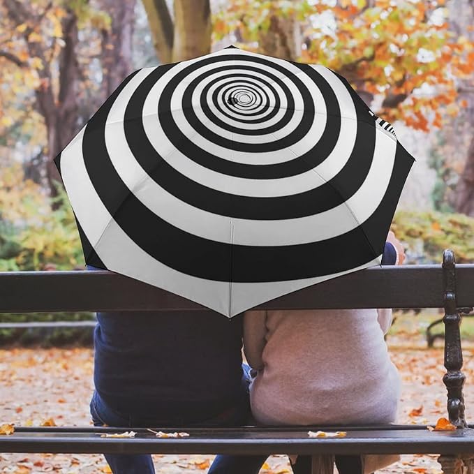 AMRANDOM Travel Folding Umbrella Automatic Open Tri-Fold For Car Rain Outdoor Use For Car Rain Outdoor Use With Black Anti-Uv Coating