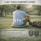 Portable Inflatable Seat Cushion w/Press Pump, No Mouth-Blow Air Pad for Flights, Waterproof Lightweight Chair Cushion for Stadium, Camping, Picnic, Fishing, Beach, Grass & Muddy Ground (Green)