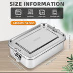 4 PCS Stainless Steel Bento Box 1400ml, Metal Bento Box, Metal Lunch Box, Food Containers, Stainless Steel Lunch Container for Home, Work, Camping