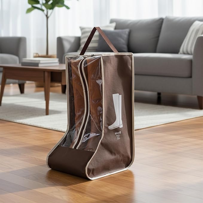 2 Pack Boot Storage Bag, Tall Boots Storage/Protector Bag, Portable Dust Proof Boot Bags for Cowboy Boots, Shoe Cover Protector Carry Bags with Handle for Organizer Packing Travel and Daily Use