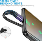 USB Type C Cable Fast Charging,3pack 10ft Premium Nylon Braided 3A Rapid Charger Quick Cord,Type C to A Cable Compatible for Samsung Galaxy S21 S20 S10 S9 S8 Plus,Note 20 10 9 8, LG V50 V40 G8（Purple）