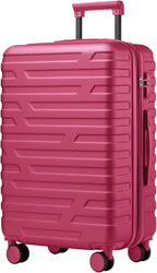6 Piece Luggage Sets with Bags, Lightweight Expandable Checked Luggage Sets, Hardshell ABS Spinner Wheels Carry on Suitcase with TSA Lock, for Travel, Women Men (Rose Red, 18/20/24/28inch+2bags)