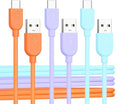 Cable Matters 3-Pack Short USB A to USB C Cable 1ft in Orange Blue Purple, Support Apple CarPlay, Android Auto, USBA to USBC Charging Cable for iPhone 16/15 Pro Max Plus, Galaxy S23