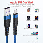 CyvenSmart (2 Pack) Long iPhone Charger 10ft for [MFi Certified], 10 Foot Lightning Cable Fast Charging Cord 10 Feet for iPhone 12/12 Pro/11/11 Pro/11 Pro Max/XS/XS Max/XR/X/8/8 Plus/7/7 Plus/6 Navy