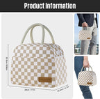 douyadady Lunch Bag Women/Men Lunch Box Women/Men (Khaki+White Checkerboard)
