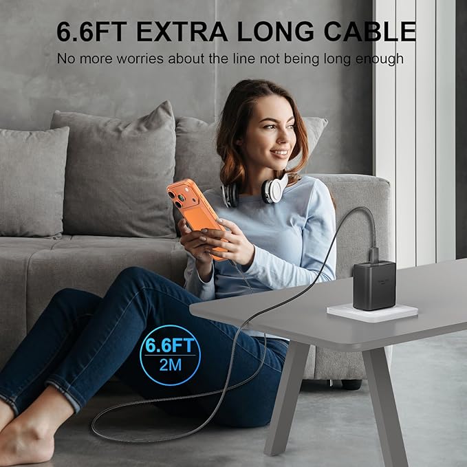 Phone 17 16 Pro Max Charger Fast Charging, 45W USB C Phone 17 16 Super Fast Charger Block with 6.6ft Long Type C Charging Cable Cord for i.Phone 17 Pro Max/17 Pro/17 Air/17/16/16Pro/16 ProMax /-Black