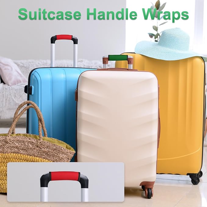 uxcell 3 Pcs Luggage Handle Wrap for Suitcase, Neoprene Handbag Grip Cover Protector Luggage Identifiers Suitcase Handle Wraps for Luggage Shopping Bag Travel Bags, Yellow