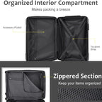 2 Piece Luggage Set, Hardside Suitcase with Spinner Wheels, TSA Lock & Expandable Hard Shell, Carry on and Checked Luggage for Travel, Maletas de Viaje for Men & Women (Black, 20+28Inch)