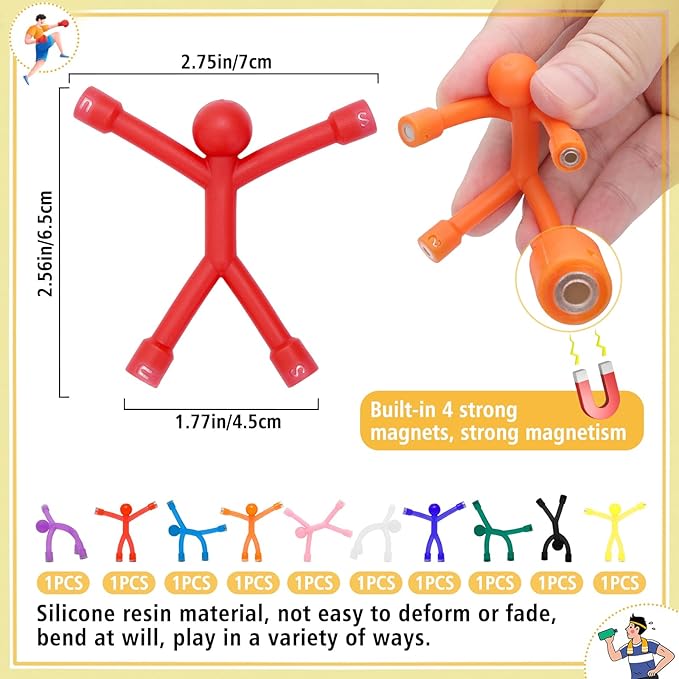 10Pcs Magnetic Travel Toys, Magnets Men for Kids, Cute Magnetic People Airplane Car Toddler Travel Essential, Fridge Magnets Sensory Fidget Toys for Adults Kids