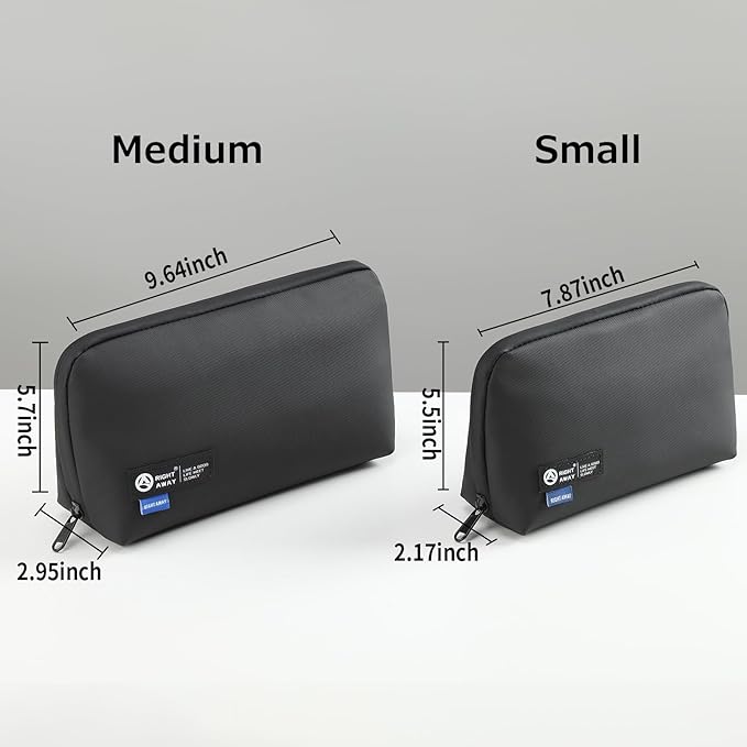 RIGHT AWAY Travel Tech Pouch，Waterproof Cord Case，Electronics Organizer Travel Case，Cable Organizer Storage Bag For Phone, Charger, Accessories（BLACK）