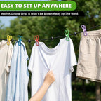 Travel Clothesline, Portable Retractable Clothes Line Outdoors, Camping Clothesline for Cruise Ship Cabin Essentials, RV Accessories, Indoor Laundry Drying with 12 Clips 13 Beads, 4.9-12ft