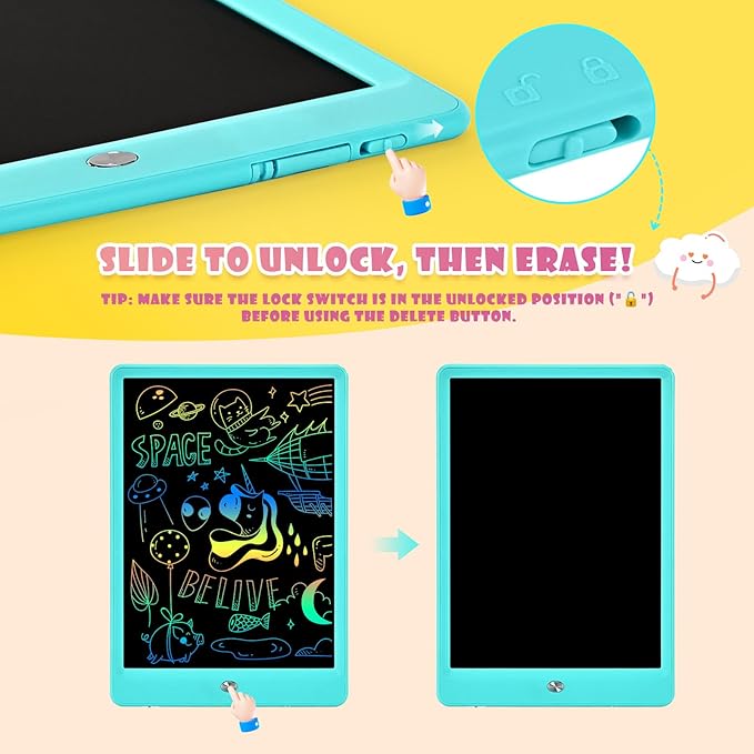EooCoo Toddler Boy Toys, Kids Gifts, 10 Inch LCD Writing Tablet, Drawing Pad, No Mess Coloring Books for Kids, Travel Games, Gifts for Boys 4-6, Educational Toys for 3 4 5 6 7 Years Old Boys and Girls