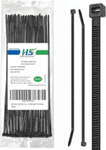 HS 14 Inch Plastic Wire Zip Ties UV Resistant for Fencing Camping Outdoor Purpose 100pcs,50 LBS Strength Heavy Duty Long Cable Tie Wraps 14" Black