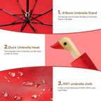 Compact Small Umbrellas for Rain&Sun, Cute Design Duck Head Umbrella for Girls Gifts, 8 Ribs Folding Umbrella with Wooden Handle