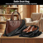 Satin Dust Bags for Purses and Handbags - Purse Storage Organizer with Drawstring, Dustproof Travel Storage Pouches for Handbags, Shoes, Boots & Clothes (2 Pack 15.7"x19.7", 2 Pack 19.7"x23.6", Black)