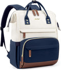 Focdod Laptop Backpack for Womem Work Bags: 17.3 Inch Travel BackPacks With USB Charging Port Anti Theft Fashion College BookBag Durable Back Pack Purse Bussiness Daypack for Nurse Teacher Navy Beige