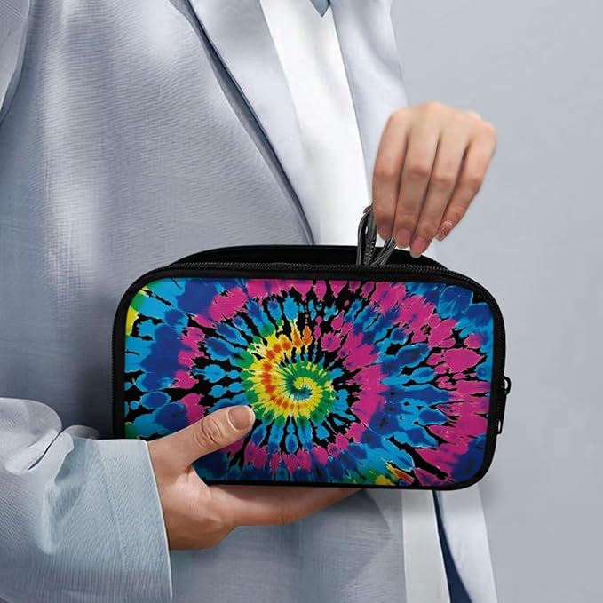 Tie Dye Print Portable Travel Cable Organizer Bag, Tech Storage Bag for Cord, Charger, Phone, Earphone, Hard Drive, USB, SD Card and Electronic Accessories