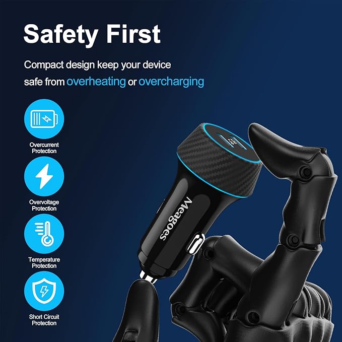 2 Pack 90W USB C Car Charger Super Fast Charging for iPhone 17 Pro Max/Air/16/15/iPad, Samsung S26 Android Phone, Dual 45W PD Port Auto Accessories, 12V Cigarette Lighter Adapter + 5 ft Type C Cord