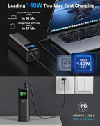 AsperX Laptop Power Bank, 27,600mAh 162.5W Aluminum Unibody PD3.1 Fast Charging Portable Charger Power Bank, 99.36Wh Battery Bank for MacBook Pro/Air/iPhone 16/iPad/S25 Ultra/Dell/HP (Flight-Approved)