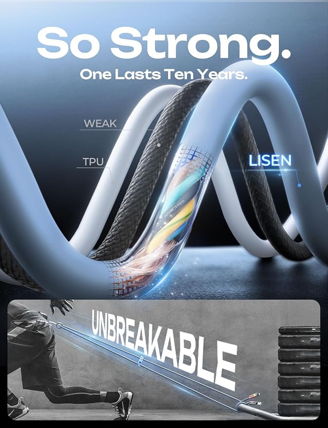 LISEN for iPhone Air Cords Fast Charging 6 FT, 4 in 1 Charging Cable with Light, Multi Charging Cable for iPhone 17 16 15 14 Pro Max/MacBook/iPad/SamSungS25, Sky Blue iPhone 17 Cord