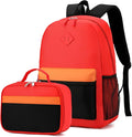 Backpack Set for Girls Boy Kids Backpack with Lunch Box for Elementary Primary Kindergarten School Bag (Red Black Set, Large)