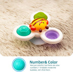 LiKee Strong Suction Cup Fidget Rotating Sensory Bath Toys for Baby Christmas Stocking Stuffers, Airplane Car Travel Table & Window Toys for Toddler Boys and Girls, 10+ Months