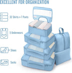 Veken 8 Set Packing Cubes for Travel Essentials, Suitcase Organizer Bags in 4 Sizes, Carry-On Luggage Accessories with Large Laundry & Hanging Toiletry Bag, Must-Have for Airplane, Road Trip & Camping