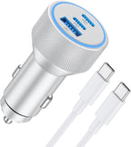 WODENTA for iPhone 17/16/15 Pro Max Car Charger, 67W 3-Port Fast USB C Car Charger Power Cigarette Lighter Adapter with 3FT USB C to C Cable for iPhone 17/17 Pro/Air/17e/16/15 Pro Max/Plus/16e, iPad