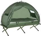 Outsunny Camping Tent Cot, Folding Tent Cot Combo with Mattress, Pillow, Sleeping Bag, Roller Carrying Bag, Off Ground Travel Camp Cot for Hiking, Backpacking