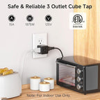 [ETL Listed] Cable Matters 3-Pack 3 Outlet Wall Adapter (Grounded Cube Tap, Outlet Splitter, 3 Way Plug Adapter, 3-Prong Power Splitter), Black
